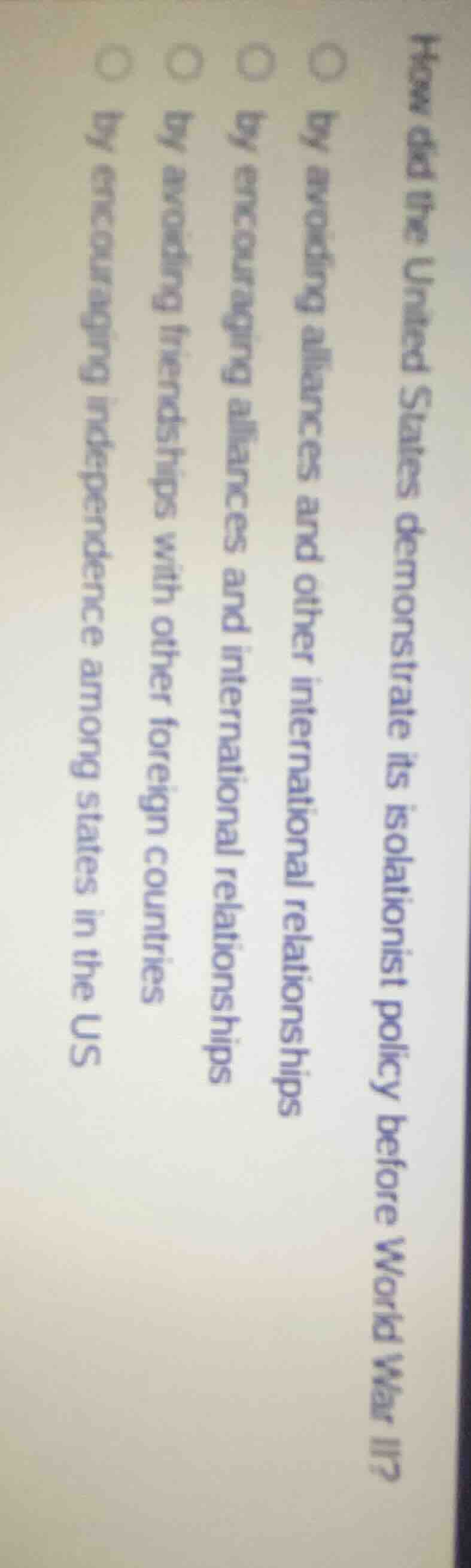 how did the united states demonstrate its isolationist policy before wo…