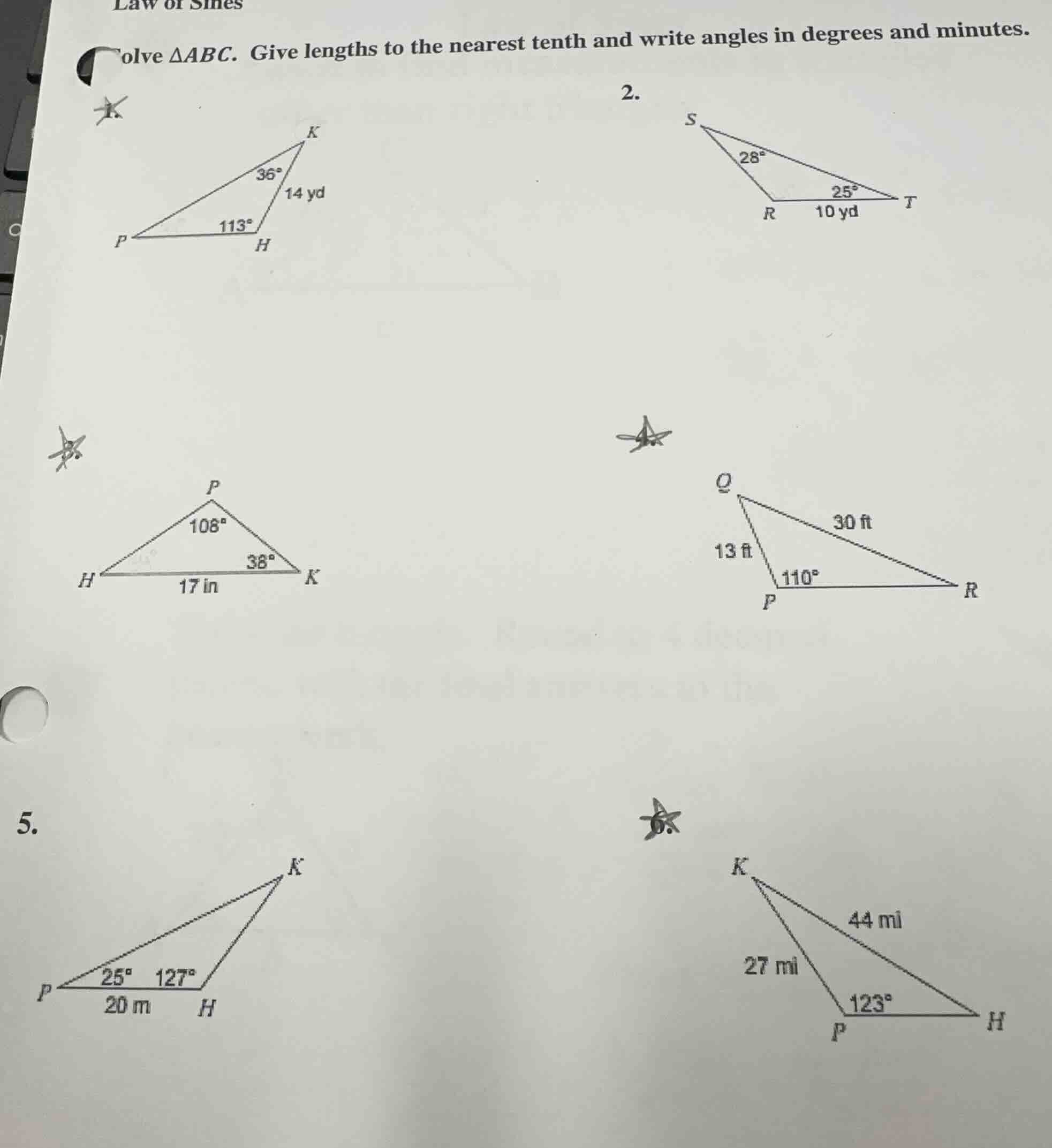 law of sines solve $\\triangle abc$. give lengths to the nearest tenth …