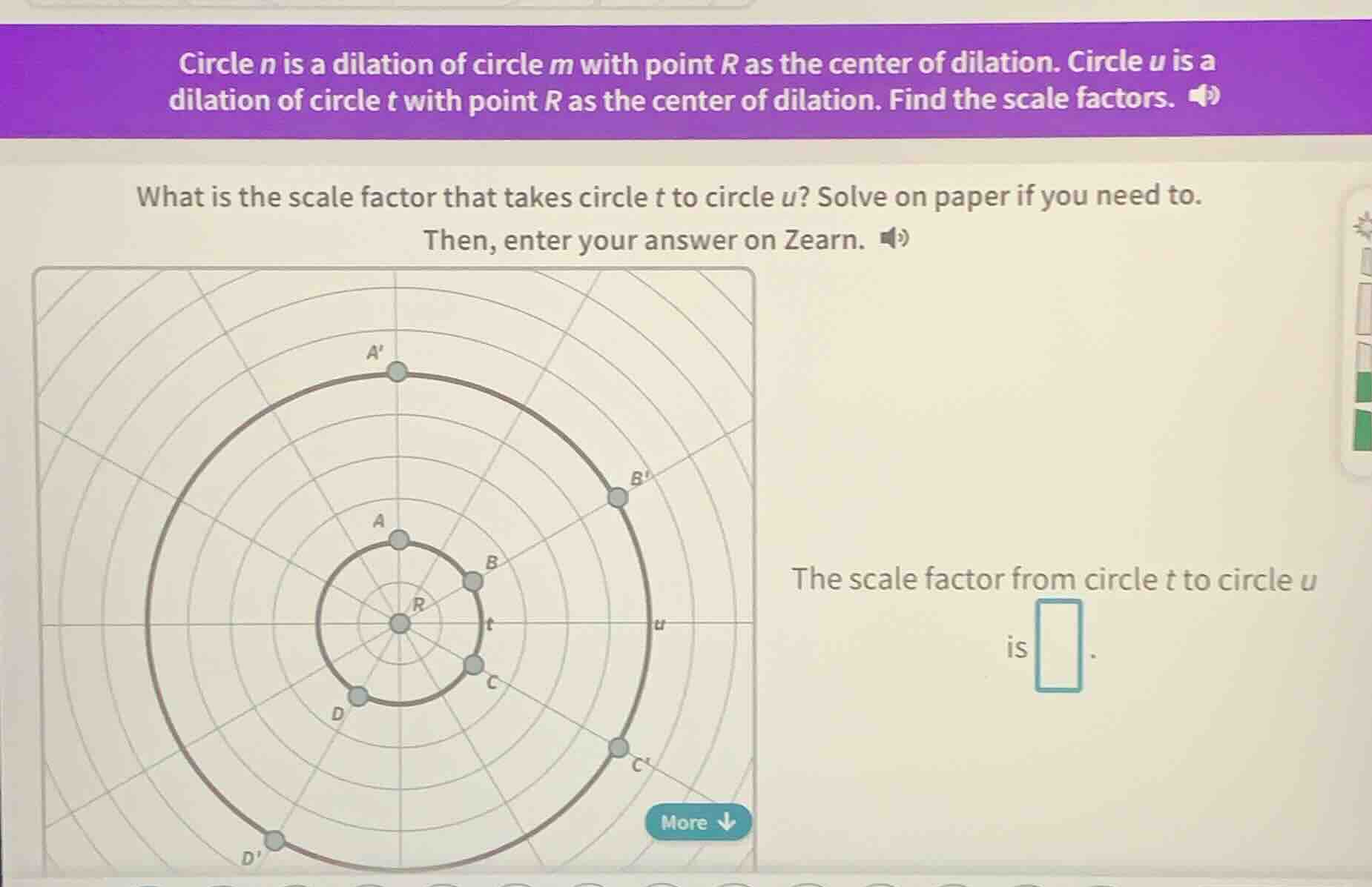 circle n is a dilation of circle m with point r as the center of dilati…