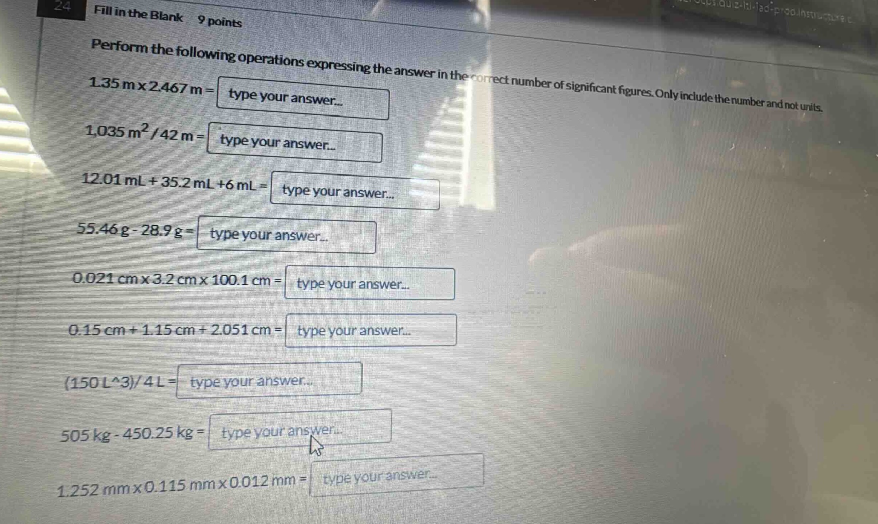 24 fill in the blank 9 points perform the following operations expressi…