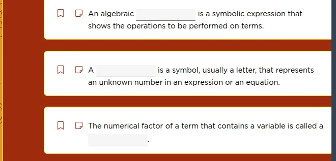 an algebraic ________ is a symbolic expression that shows the operation…