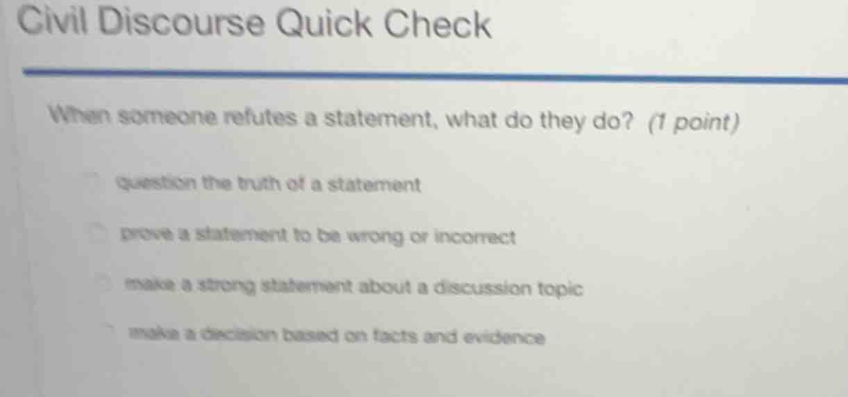 civil discourse quick check when someone refutes a statement, what do t…