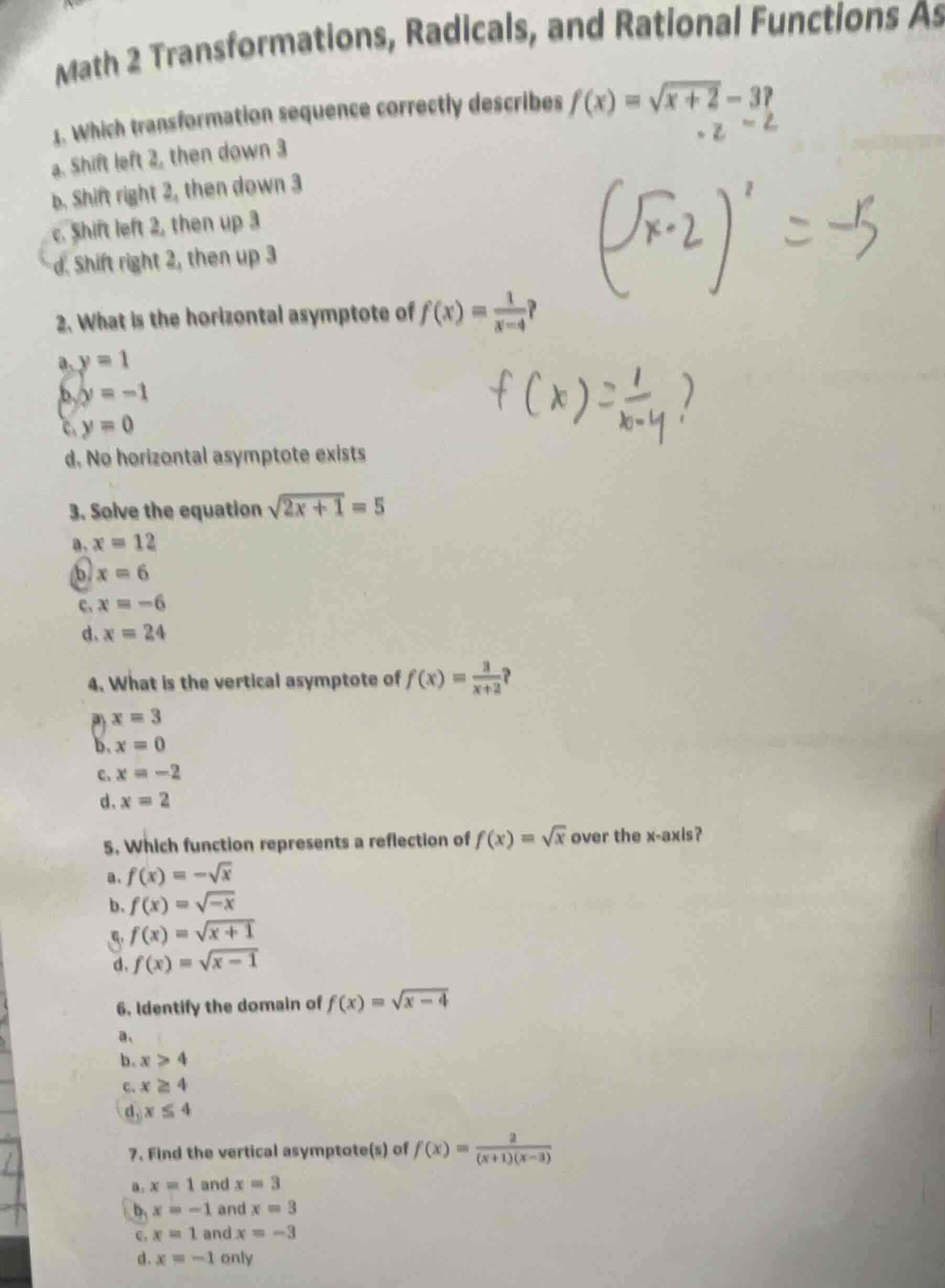 math 2 transformations, radicals, and rational functions as 1. which tr…