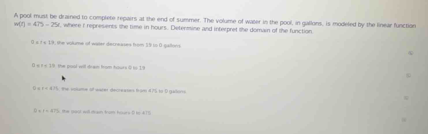 a pool must be drained to complete repairs at the end of summer. the vo…