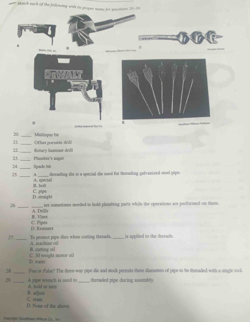 match each of the following with its proper name for questions 20–24. i…