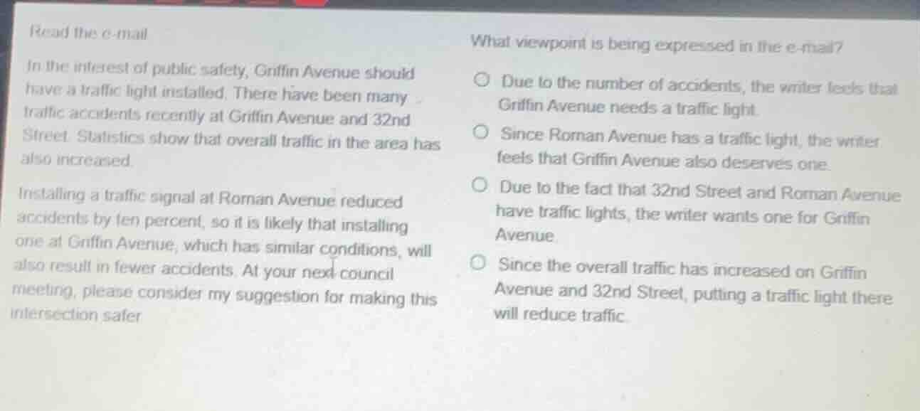 read the e - mail in the interest of public safety, griffin avenue shou…