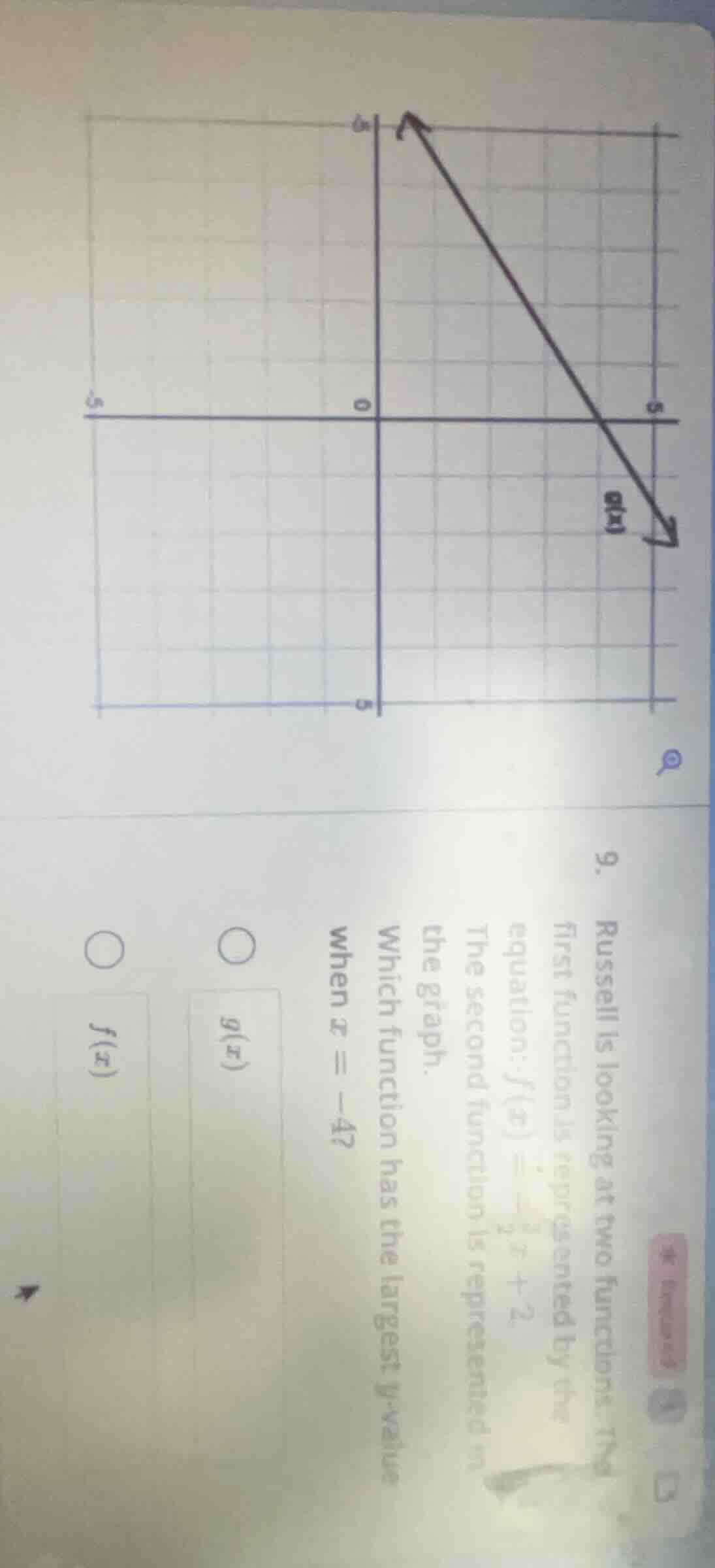 9. russell is looking at two functions. the first function is represent…