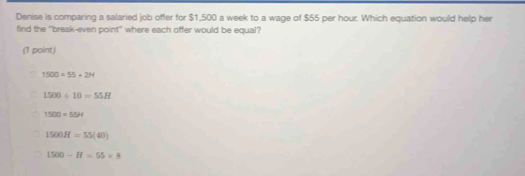 denise is comparing a salaried job offer for $1,500 a week to a wage of…