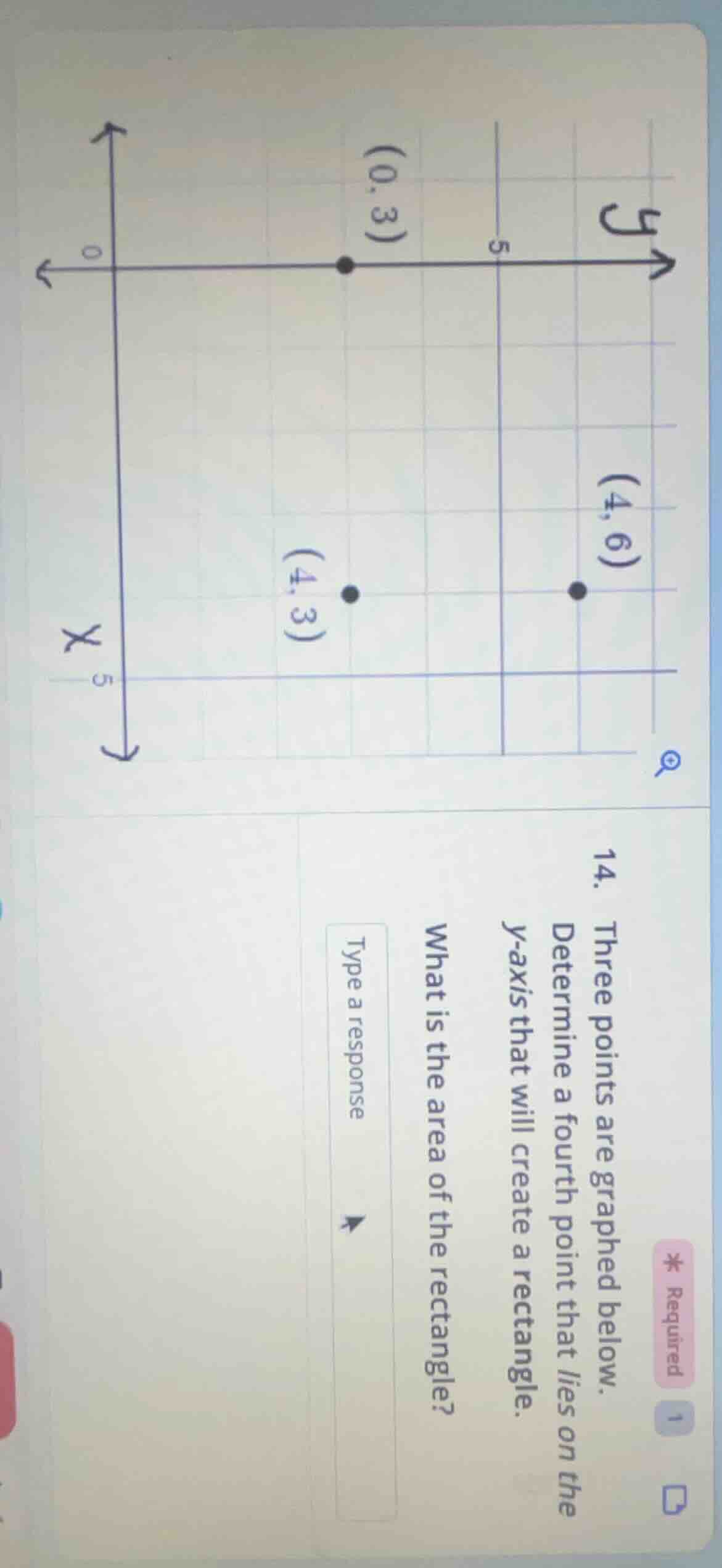 14. three points are graphed below. determine a fourth point that lies …