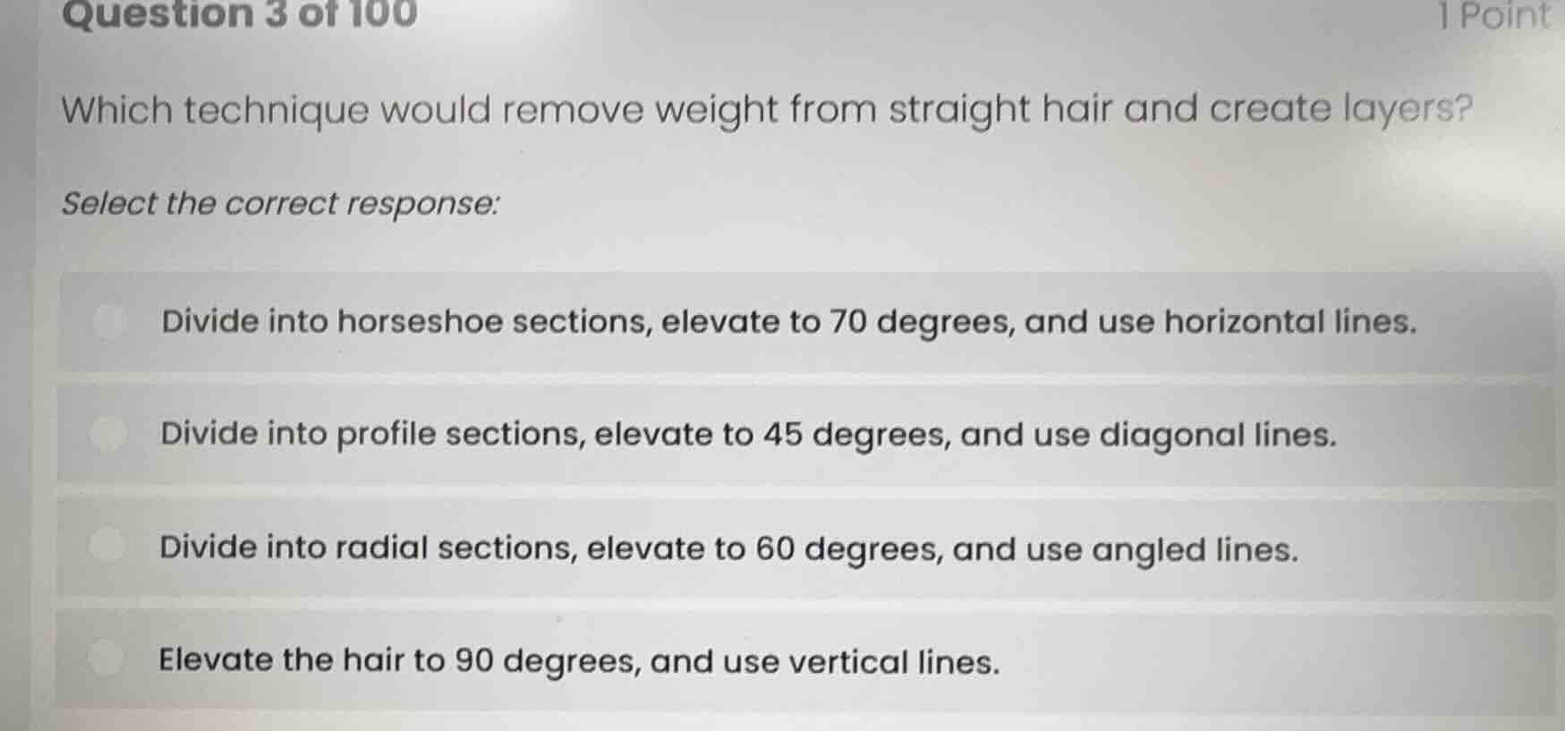 question 3 of 100 1 point which technique would remove weight from stra…