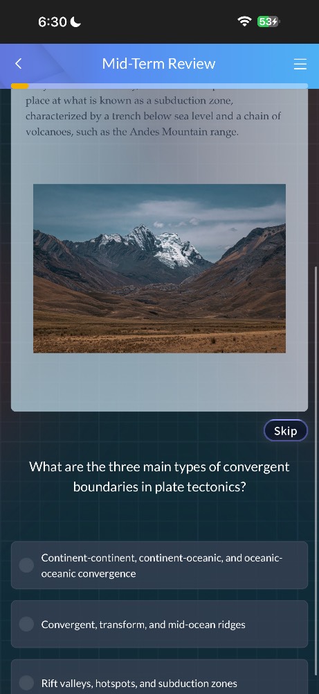 mid-term review place at what is known as a subduction zone, characteri…