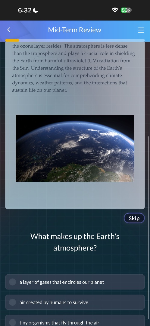 mid-term review the ozone layer resides. the stratosphere is less dense…