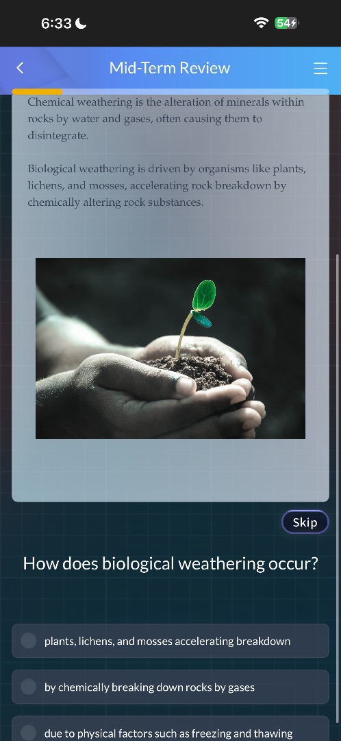 mid-term review chemical weathering is the alteration of minerals withi…