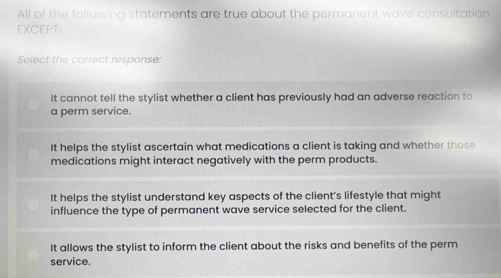all of the following statements are true about the permanent wave consu…
