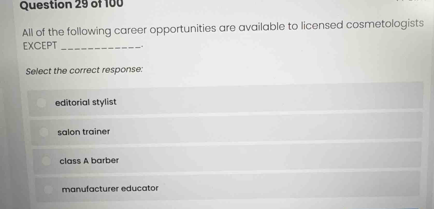 question 29 of 100 all of the following career opportunities are availa…