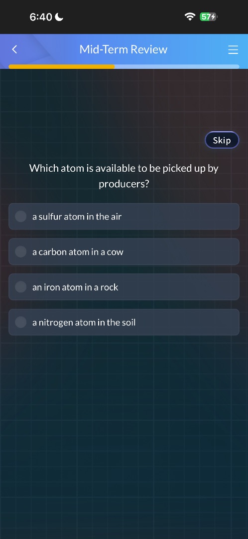 which atom is available to be picked up by producers? a sulfur atom in …