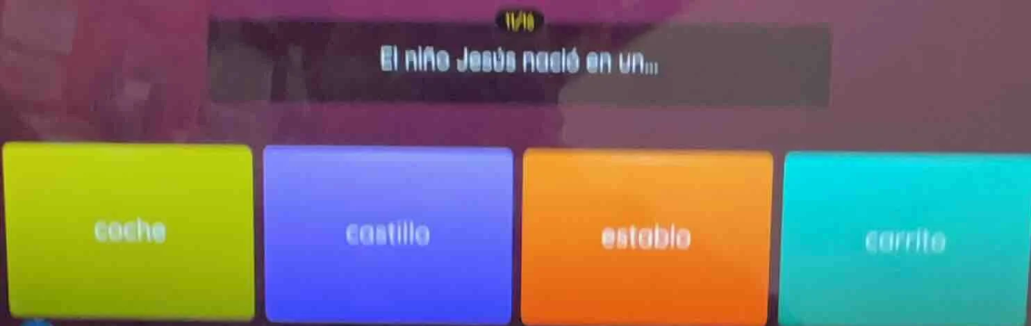 1/16 el niño jesús nació en un... options: coche, castillo, establo, ca…