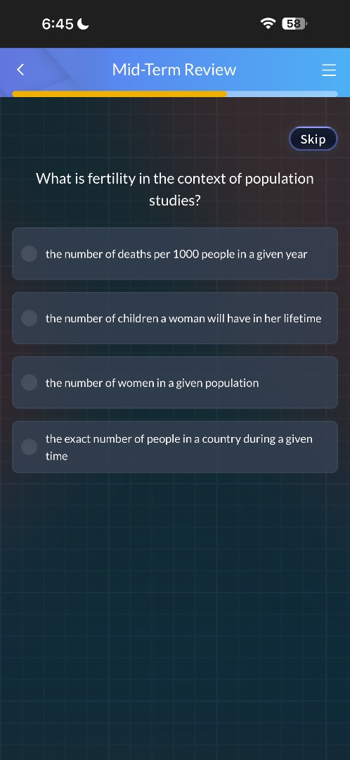 mid-term review skip what is fertility in the context of population stu…