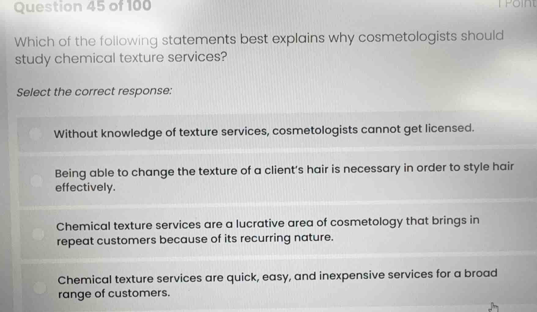 question 45 of 100 which of the following statements best explains why …