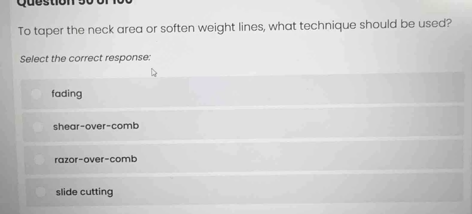 question 50 of 100 to taper the neck area or soften weight lines, what …