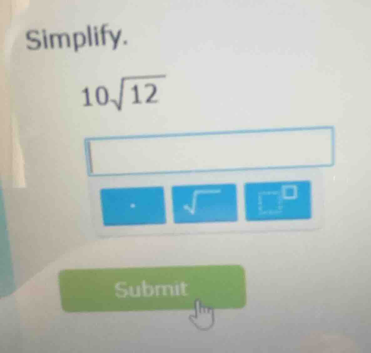 simplify. $10\\sqrt{12}$