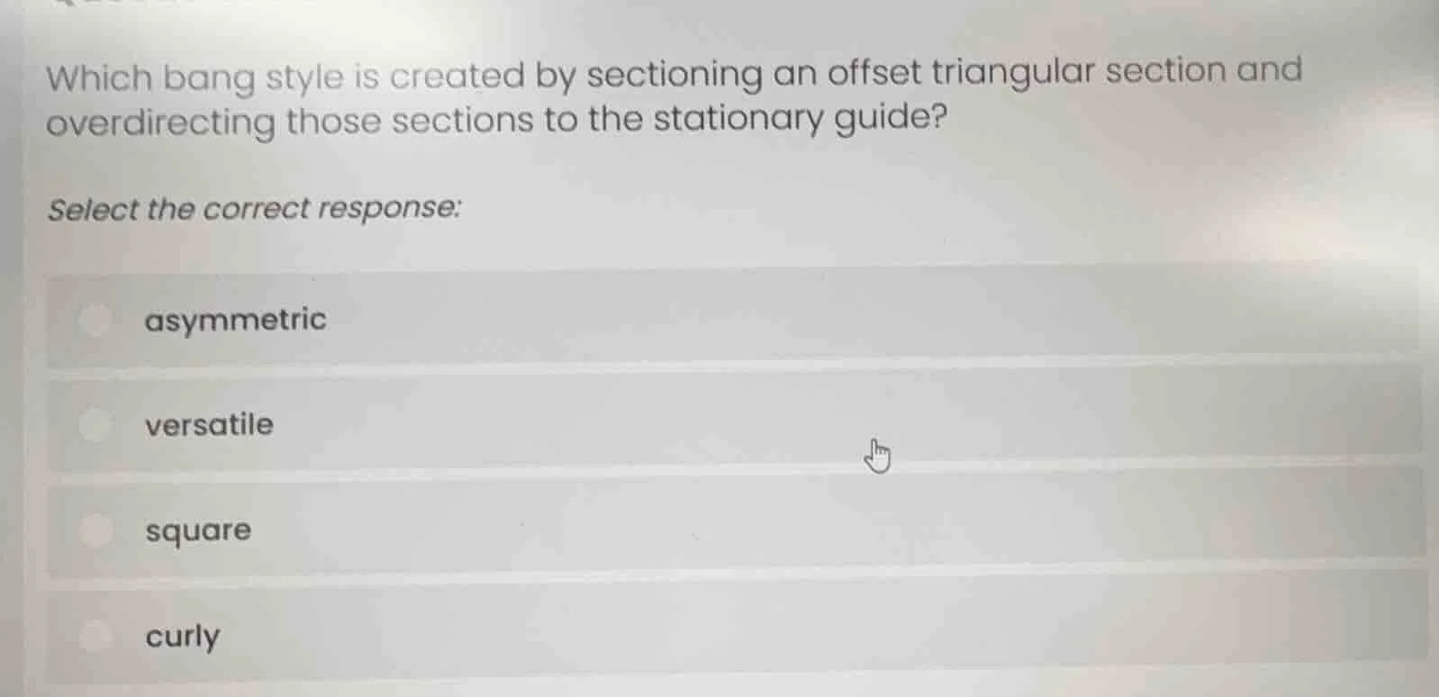 which bang style is created by sectioning an offset triangular section …