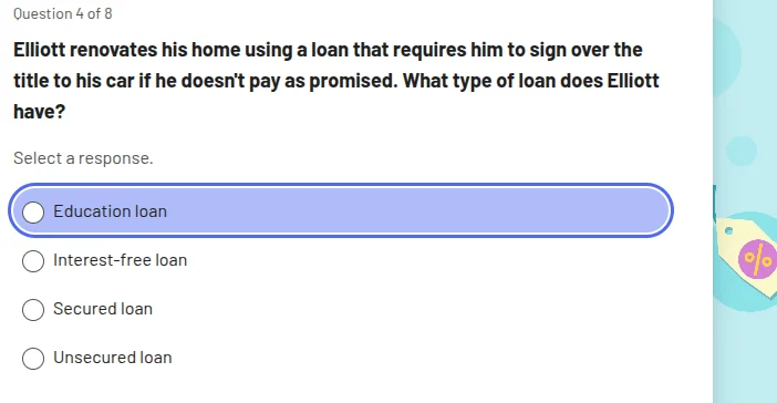 question 4 of 8 elliott renovates his home using a loan that requires h…