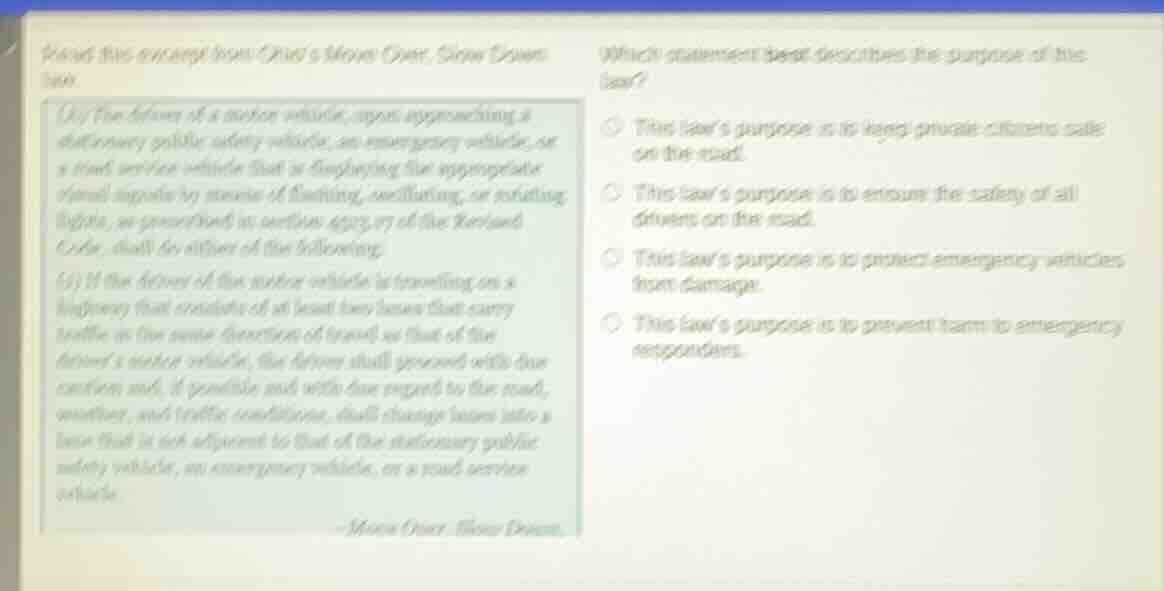read this excerpt from ohio’s move over, slow down law (a) the driver o…