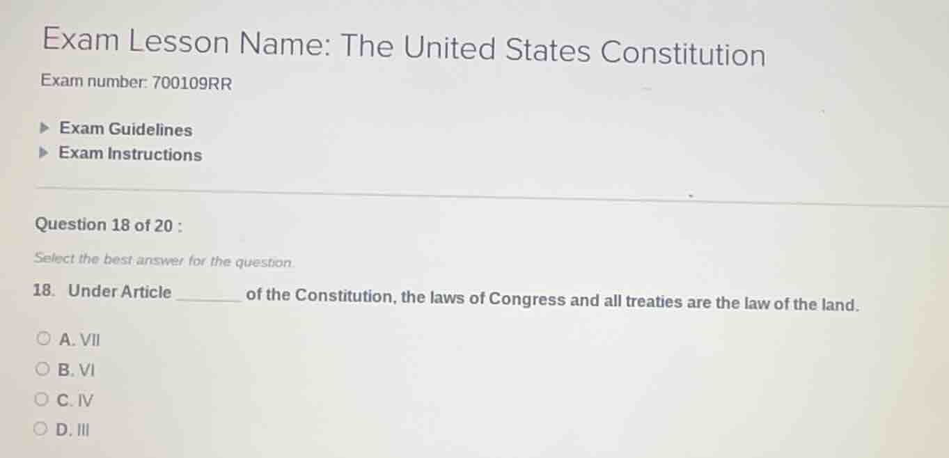 exam lesson name: the united states constitution exam number: 700109rr …