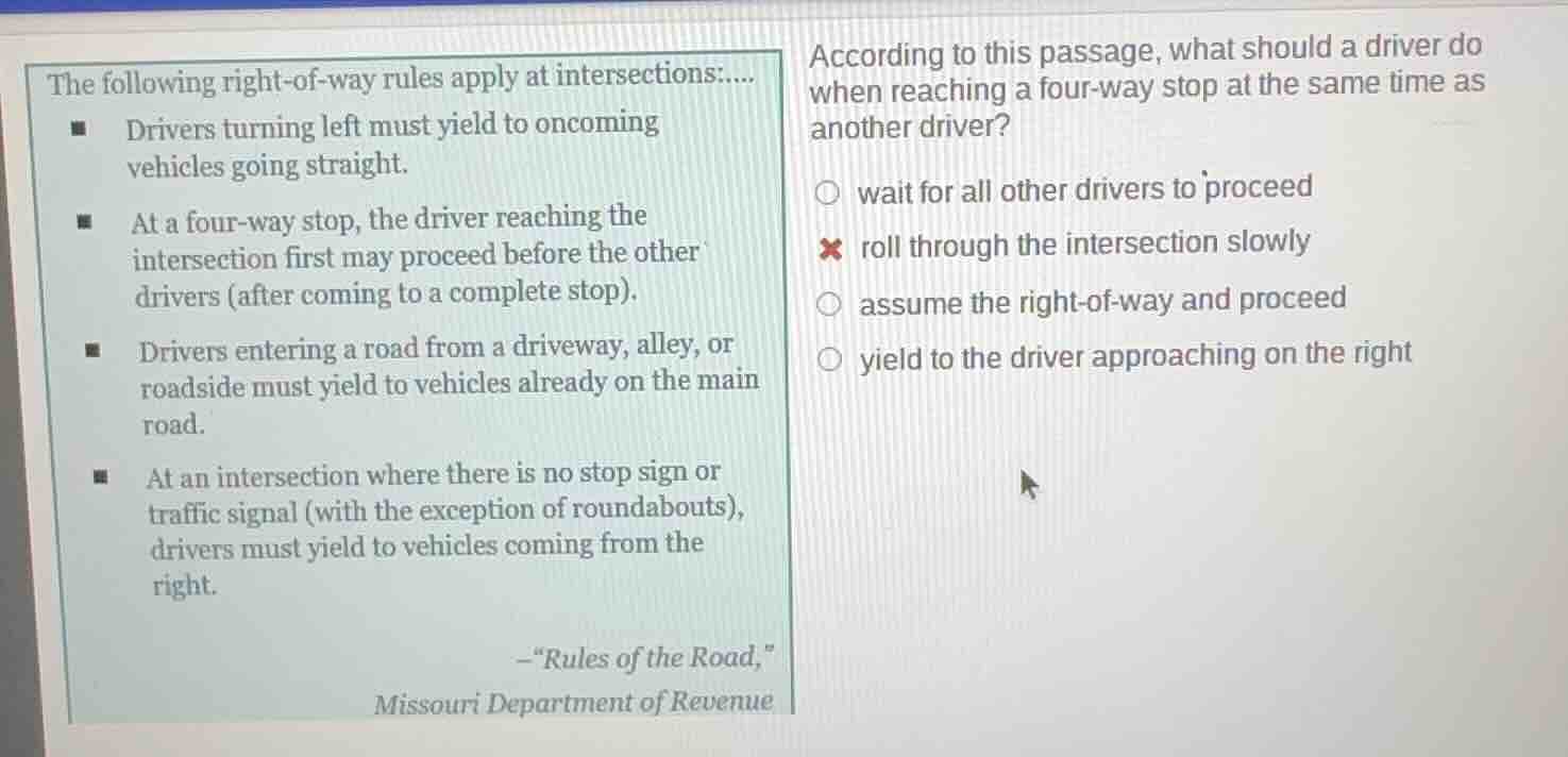 the following right-of-way rules apply at intersections:.... - drivers …