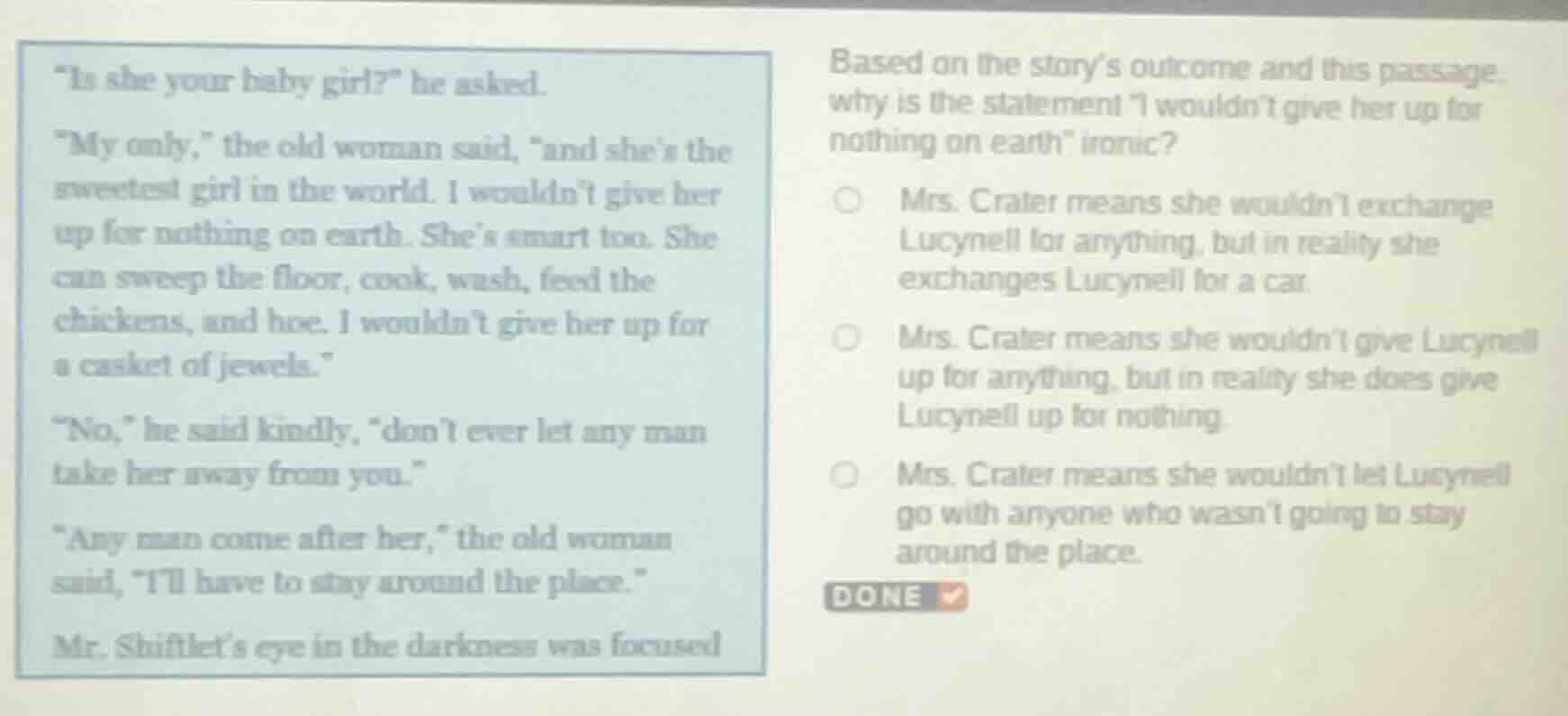 \is she your baby girl?\ he asked. \my only,\ the old woman said, \and …