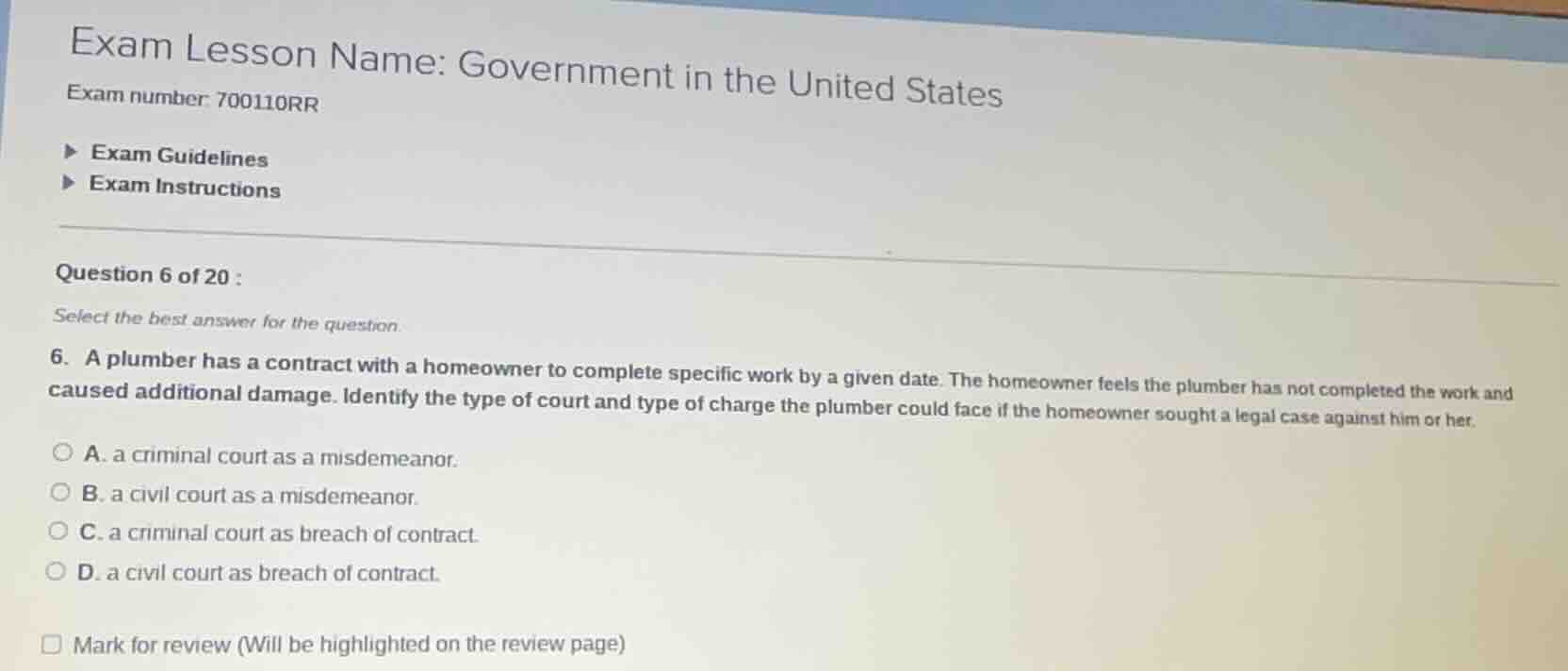 exam lesson name: government in the united states exam number: 700110rr…