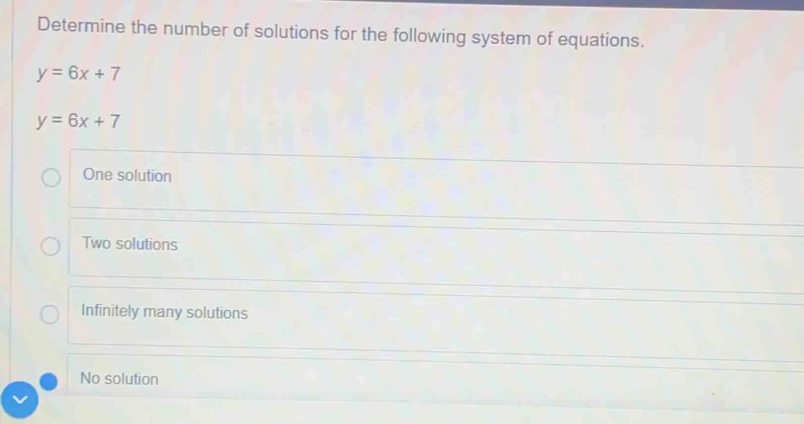 determine the number of solutions for the following system of equations…
