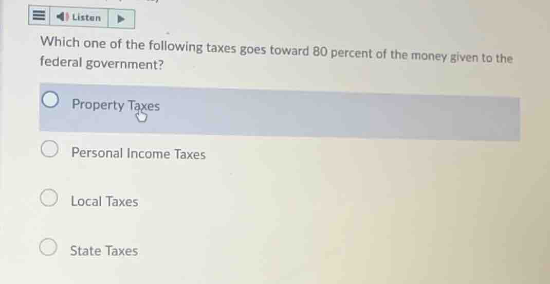 which one of the following taxes goes toward 80 percent of the money gi…