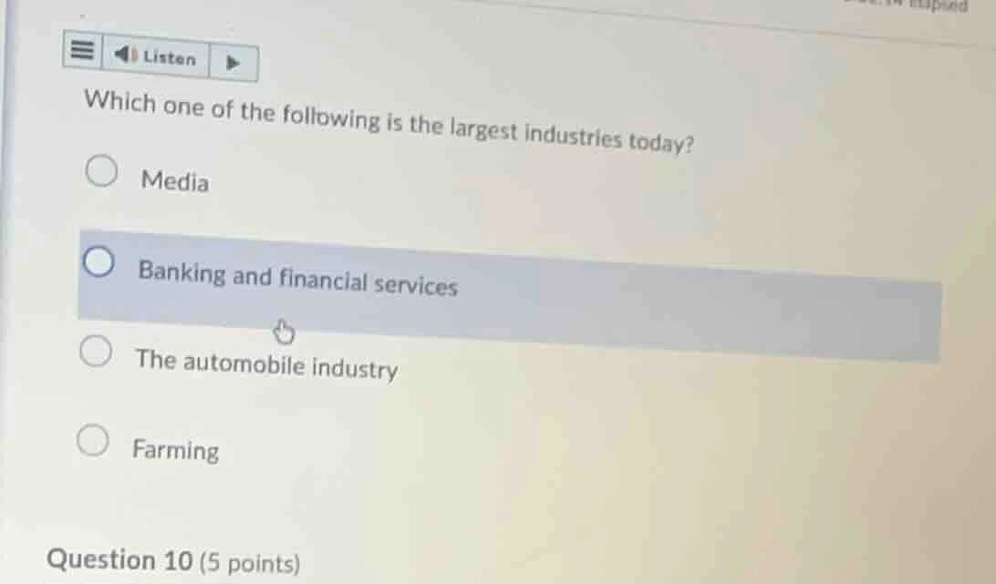 which one of the following is the largest industries today? media banki…