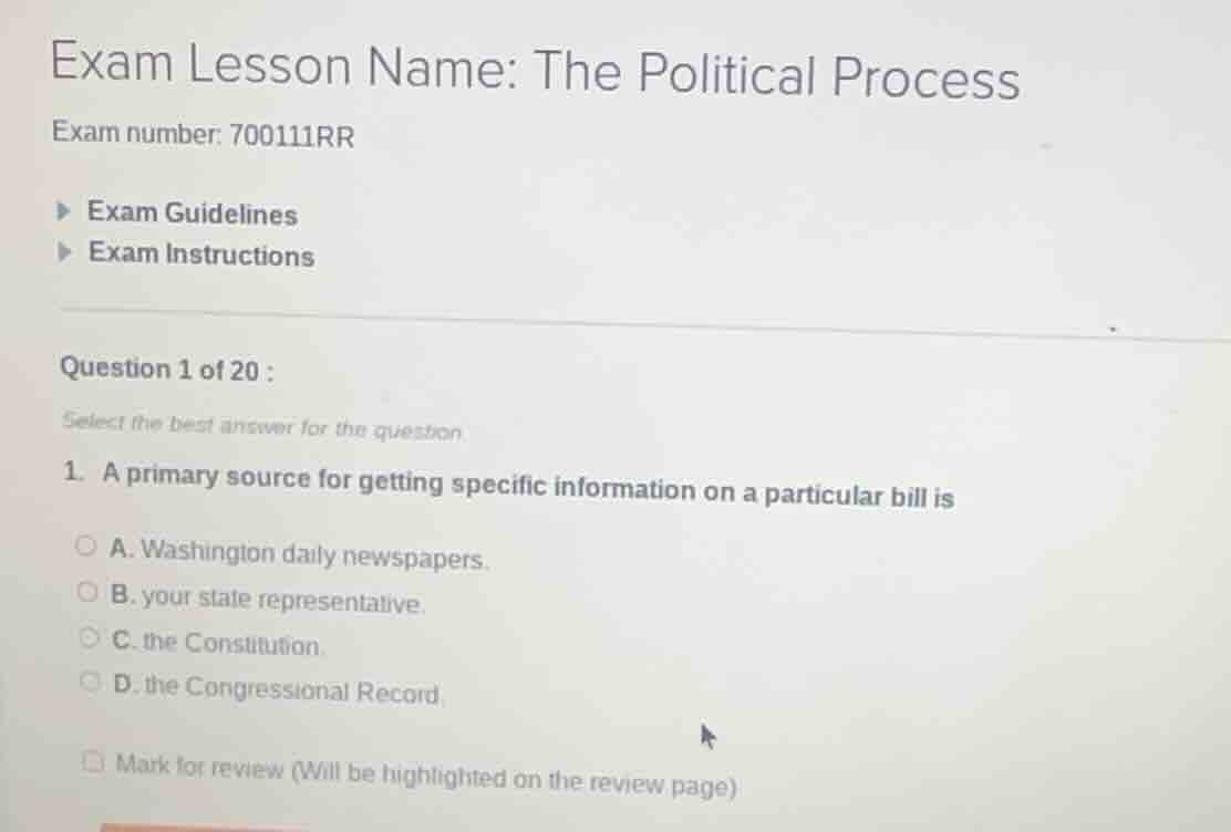 exam lesson name: the political process exam number: 700111rr exam guid…