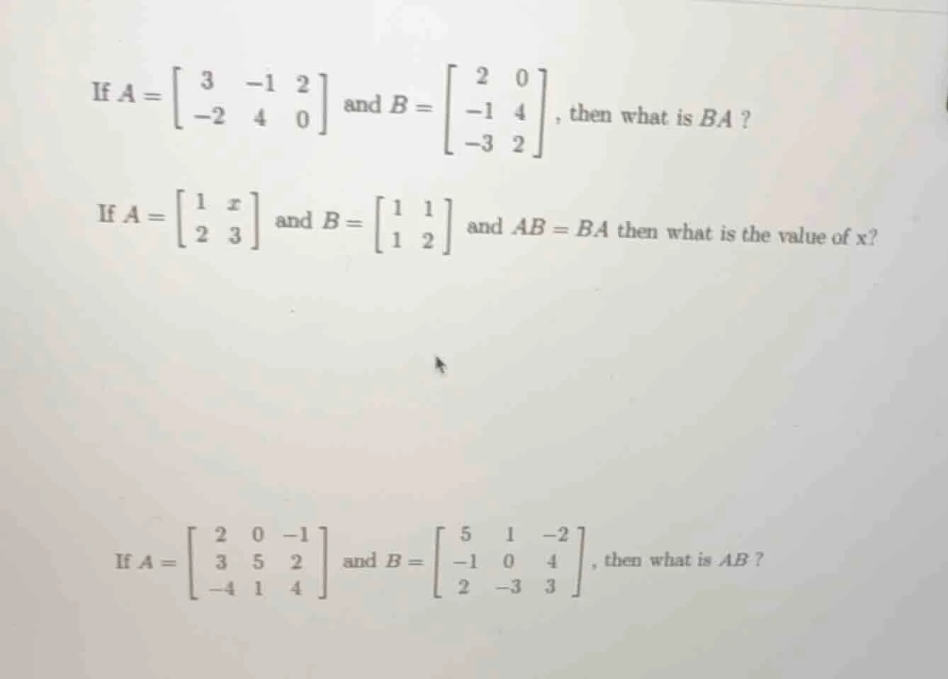 if $a = \\begin{bmatrix} 3 & -1 & 2 \\\\ -2 & 4 & 0 \\end{bmatrix}$ and…