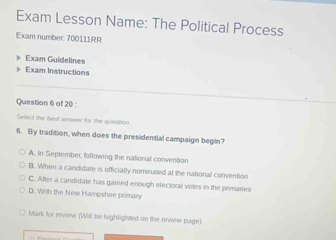 exam lesson name: the political process exam number: 700111rr exam guid…