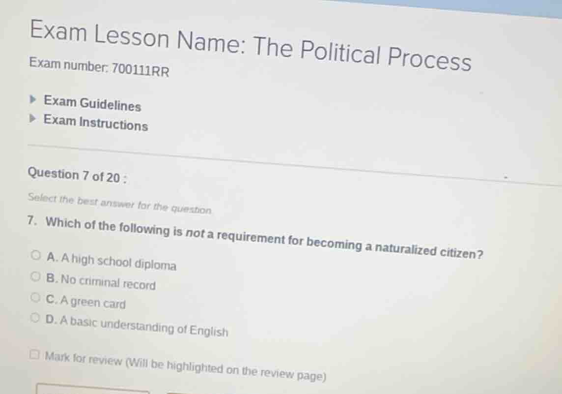 exam lesson name: the political process exam number: 700111rr exam guid…