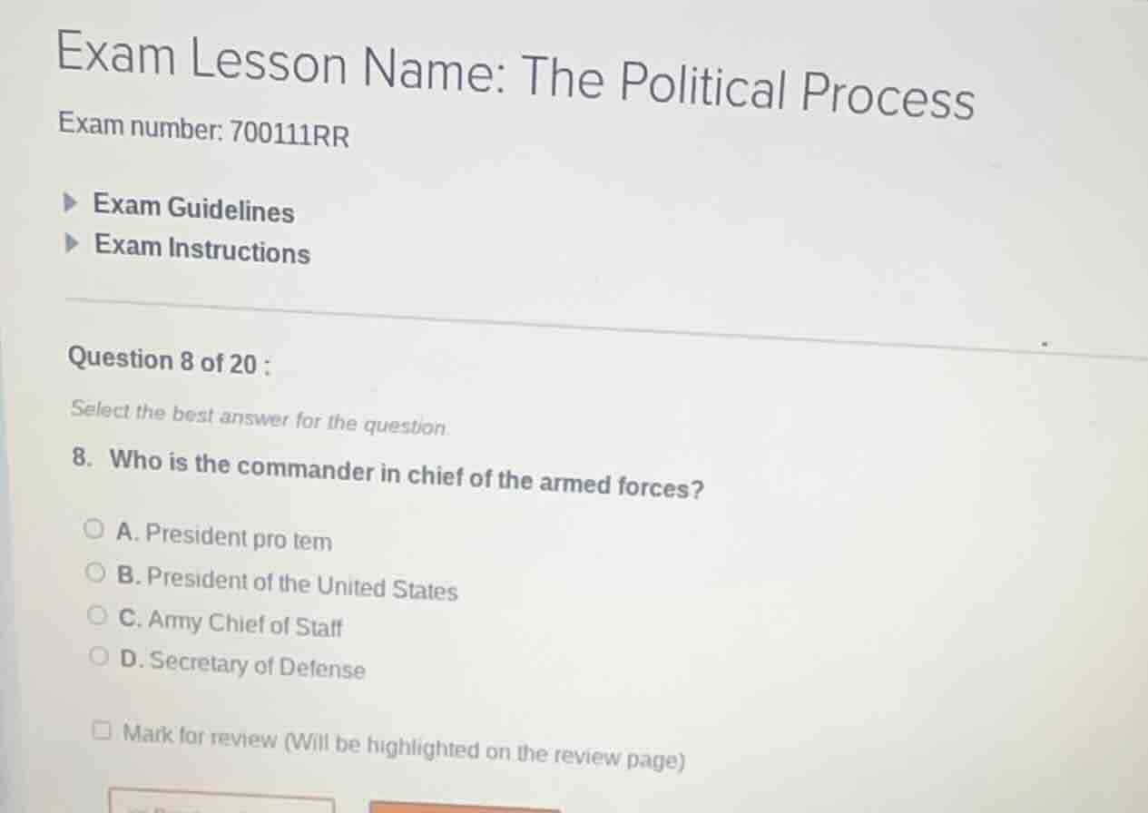 exam lesson name: the political process exam number: 700111rr exam guid…