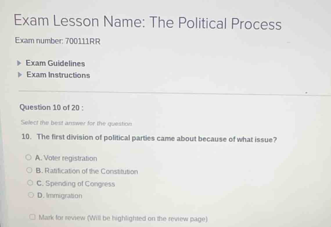 exam lesson name: the political process exam number: 700111rr exam guid…