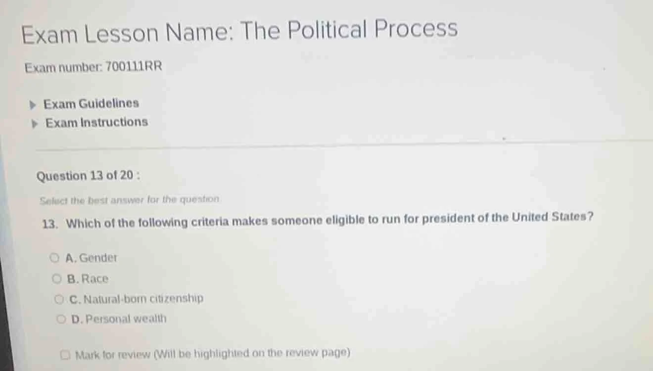 exam lesson name: the political process exam number: 700111rr exam guid…