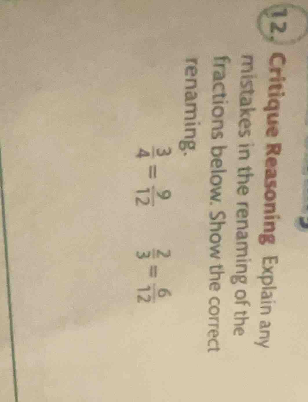 12. critique reasoning explain any mistakes in the renaming of the frac…