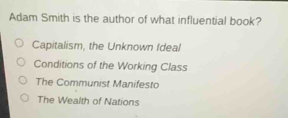 adam smith is the author of what influential book? capitalism, the unkn…