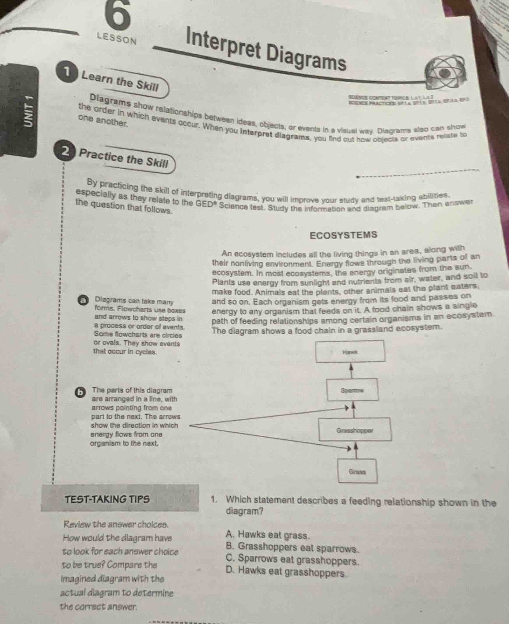 lesson 6 interpret diagrams 1 learn the skill diagrams show relationshi…
