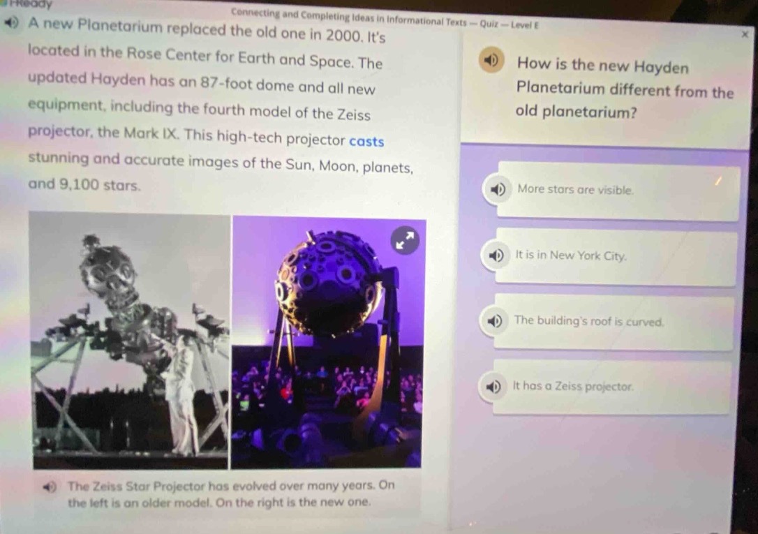 connecting and completing ideas in informational texts — quiz — level e…