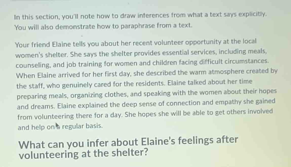 in this section, youll note how to draw inferences from what a text say…