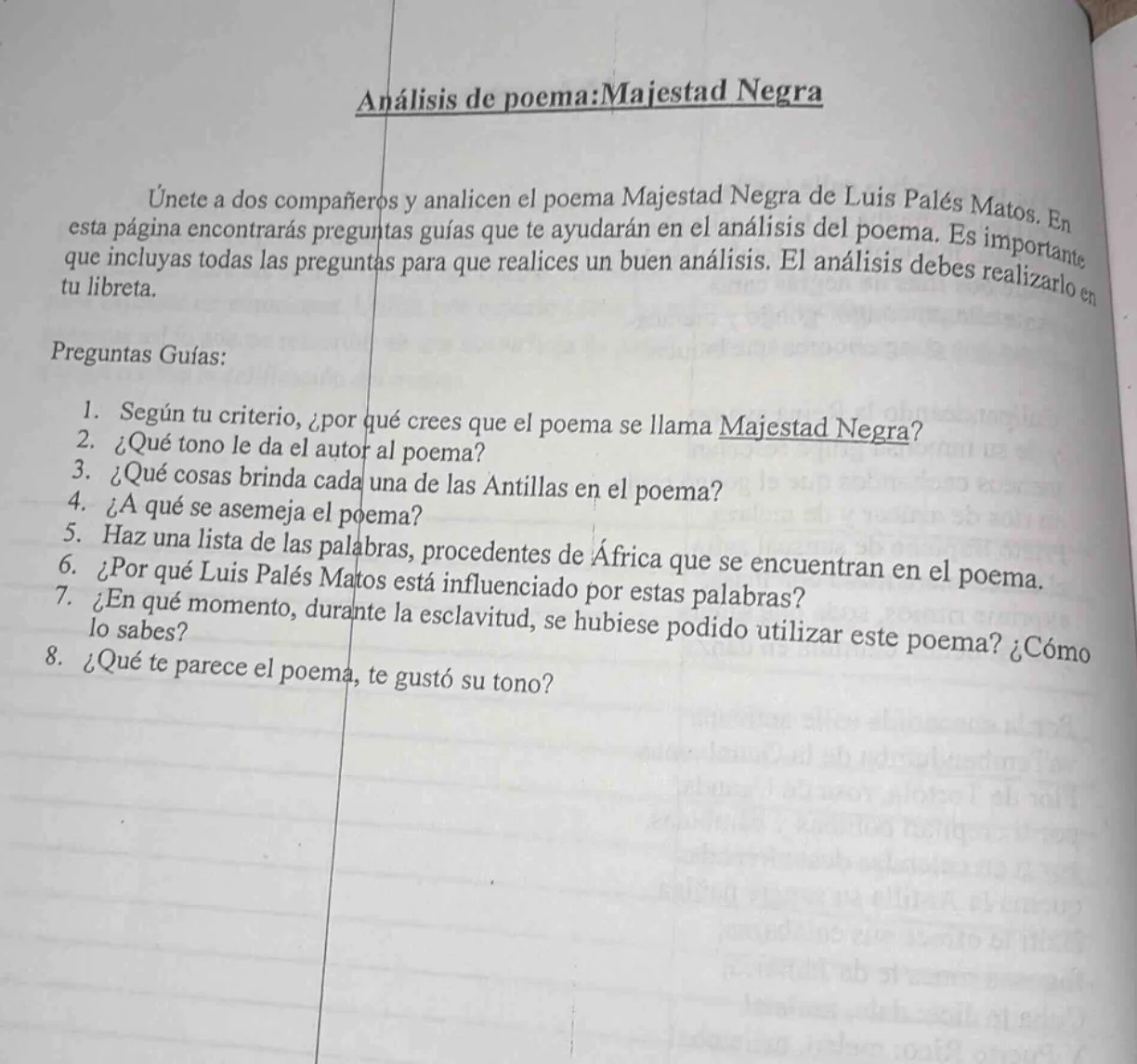 análisis de poema:majestad negra únete a dos compañeros y analicen el p…