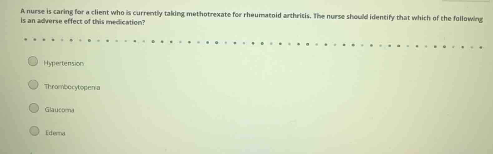 a nurse is caring for a client who is currently taking methotrexate for…