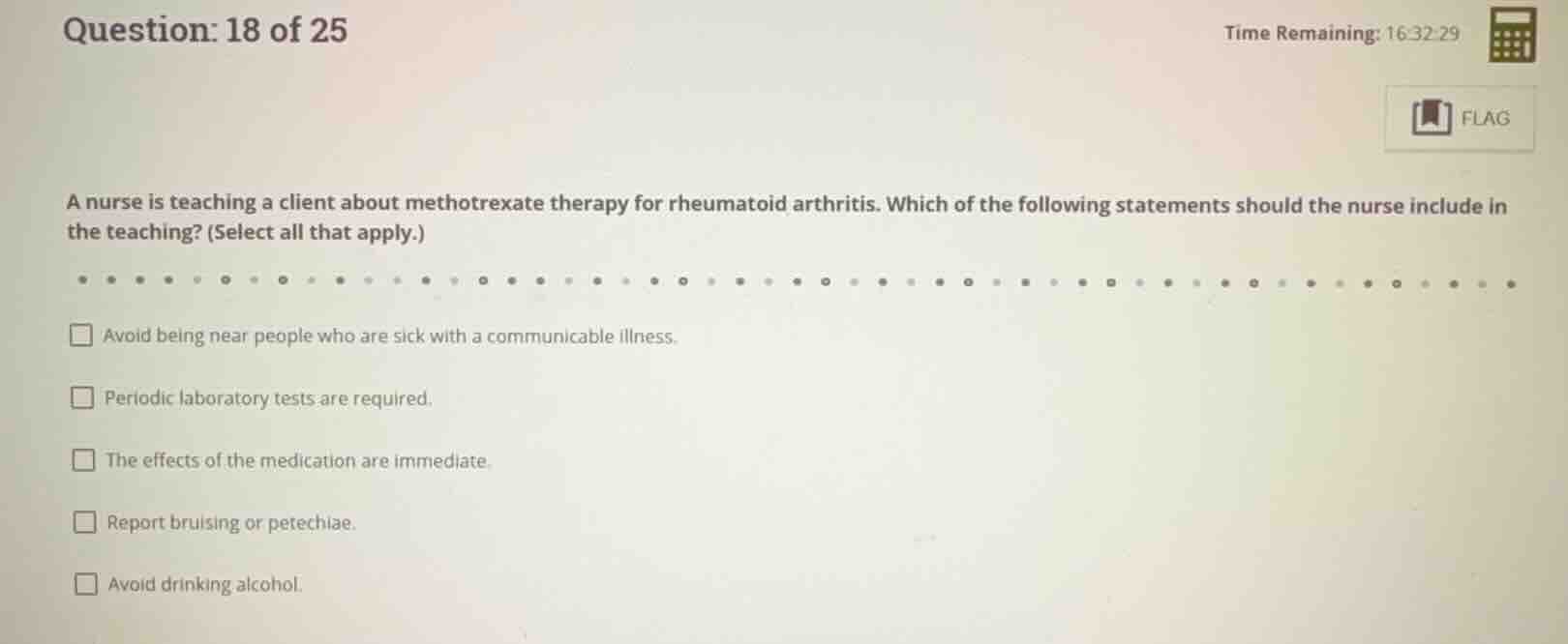 a nurse is teaching a client about methotrexate therapy for rheumatoid …